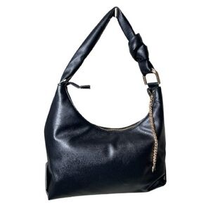 NWT Ann Klein Black Faux Leather Hobo Shoulder Bag